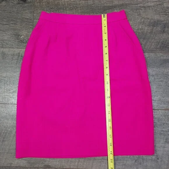 Evan Picone Petite Pink Fuchsia Megenta Skirt Size 2 Wool Vintage 1980s Lined - Picture 4 of 9